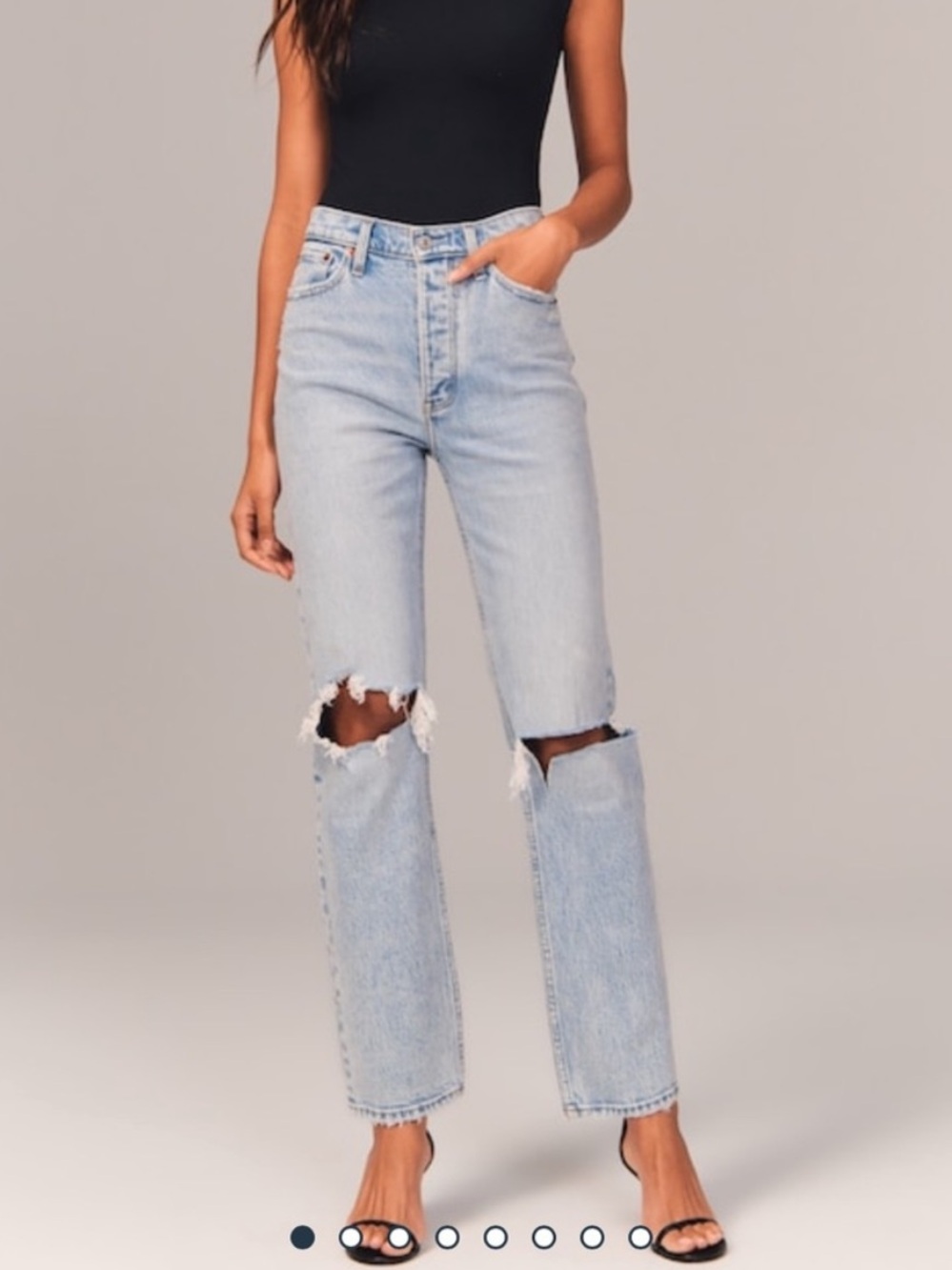 Abercrombie & Fitch the Dad High Rise Distressed Blue Jeans Button Fly 27 / 4 S